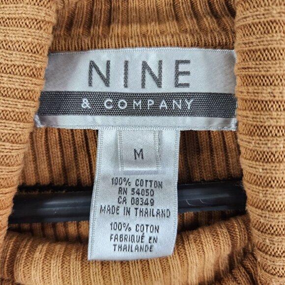 Womens Nine & Company Turtleneck Sweater Camel & Black Striped Long Sleeve M - Picture 6 of 10